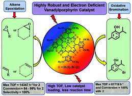 Graphical abstract: Robust and electron deficient oxidovanadium(iv) porphyrin catalysts for selective epoxidation and oxidative bromination reactions in aqueous media