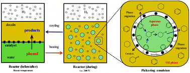 Graphical abstract: Water-assisted selective hydrodeoxygenation of phenol to benzene over the Ru composite catalyst in the biphasic process