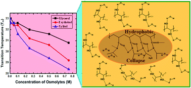 Graphical abstract: Unravelling the role of polyols with increasing carbon chain length and OH groups on the phase transition behavior of PNIPAM