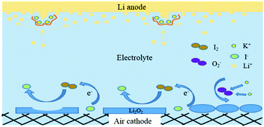 Graphical abstract: Bifunctional electrolyte additive KI to improve the cycling performance of Li–O2 batteries
