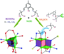 Graphical abstract: Anion coordination directed synthesis patterns for [Ni4] aggregates: structural changes for thiocyanate coordination and ligand arm hydrolysis