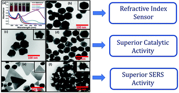Graphical abstract: Enhanced catalytic and SERS performance of shape/size controlled anisotropic gold nanostructures