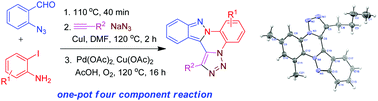 Graphical abstract: Four-component, three-step cascade reaction: an effective synthesis of indazole-fused triazolo[5,1-c]quinoxalines