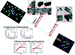 Graphical abstract: Upconversion luminescence enhancement and lifetime based thermometry of Na(Gd/Lu)F4 solid solutions