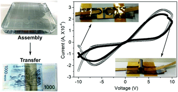 Graphical abstract: Ultrathin silver telluride nanowire films and gold nanosheet electrodes for a flexible resistive switching device