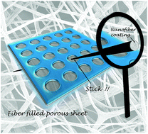 Graphical abstract: A new ‘sticking’ coating method for the in situ formation of nanofiber networks on micrometer to millimeter-sized surfaces