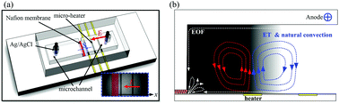 Graphical abstract: Electrothermal based active control of ion transport in a microfluidic device with an ion-permselective membrane