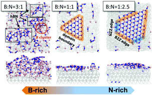 Graphical abstract: Predicting the preferred morphology of hexagonal boron nitride domain structure on nickel from ReaxFF-based molecular dynamics simulations