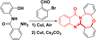 Graphical abstract: An efficient synthesis of 16H-dibenzo[2,3:6,7][1,4]oxazepino[5,4-b]quinazolin-16-ones via an Ullmann reaction catalyzed by CuI