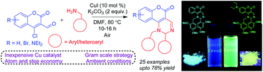 Graphical abstract: An unprecedented tandem synthesis of fluorescent coumarin-fused pyrimidines via copper-catalyzed cross-dehydrogenative C(sp3)–N bond coupling