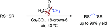 Graphical abstract: Cs2CO3-promoted methylene insertion into disulfide bonds using acetone as a methylene source