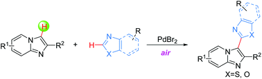 Graphical abstract: Palladium-catalyzed oxidative C–H/C–H cross-coupling of imidazopyridines with azoles