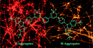 Graphical abstract: H- and J-aggregates formed from a nontraditional π-gelator depending on the solvent polarity for the detection of amine vapors