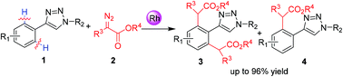 Graphical abstract: Rhodium-catalyzed triazole-directed C–H bond functionalization of arenes with diazo compounds