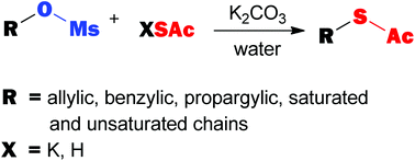 Graphical abstract: Efficient synthesis of organic thioacetates in water