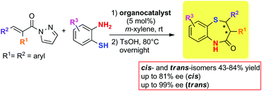 Graphical abstract: Catalytic enantioselective one-pot approach to cis- and trans-2,3-diaryl substituted 1,5-benzothiazepines