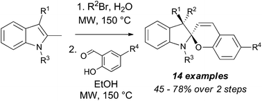 Graphical abstract: Synthesis of stereochemically-biased spiropyrans by microwave-promoted, one-pot alkylation–condensation
