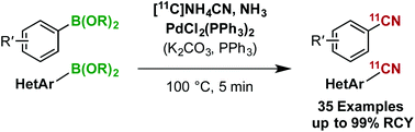 Graphical abstract: Palladium(ii)-mediated rapid 11C-cyanation of (hetero)arylborons