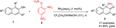Graphical abstract: Rh-Catalyzed aminative dearomatization of 2-naphthols