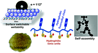 Graphical abstract: Self-assembly of fluorous amphiphilic copolymers with ionogels and surface switchable wettability