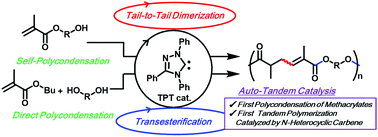 Graphical abstract: Polycondensation of methacrylates: auto-tandem organocatalysis using N-heterocyclic carbenes