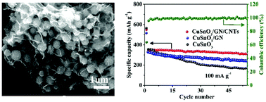Graphical abstract: Amorphous CuSnO3 nanospheres anchored on interconnected carbon networks for use as novel anode materials for high-performance sodium ion batteries