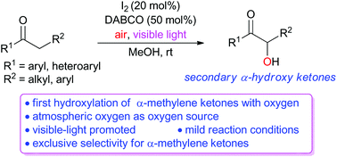 Graphical abstract: Visible-light-mediated iodine-catalyzed α-hydroxylation of α-methylene ketones under aerobic conditions