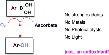 Graphical abstract: A facile hydroxylation of arylboronic acids mediated by sodium ascorbate