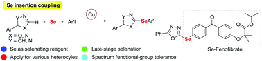 Graphical abstract: Copper-catalyzed diarylation of Se with aryl iodides and heterocycles