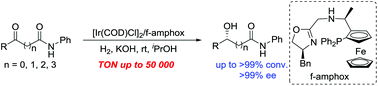 Graphical abstract: Highly enantioselective Ir/f-amphox-catalyzed hydrogenation of ketoamides: efficient access to chiral hydroxy amides