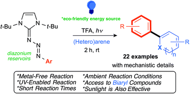 Graphical abstract: Metal-free cross-coupling of π-conjugated triazenes with unactivated arenes via photoactivation