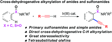 Graphical abstract: Cross-dehydrogenative alkynylation of sulfonamides and amides with terminal alkynes via Ir(iii) catalysis