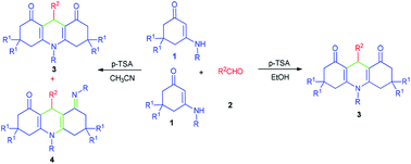 Graphical abstract: Divergent synthesis of dual 1,4-dihydropyridines with different substituted patterns from enaminones and aldehydes through domino reactions