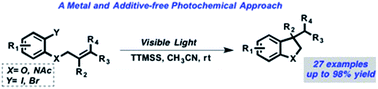 Graphical abstract: Intramolecular radical cyclization approach to access highly substituted indolines and 2,3-dihydrobenzofurans under visible-light