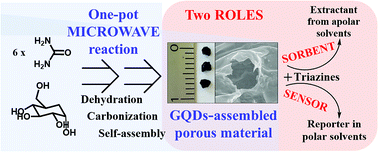 Graphical abstract: One-pot synthesis of graphene quantum dots and simultaneous nanostructured self-assembly via a novel microwave-assisted method: impact on triazine removal and efficiency monitoring