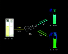 Graphical abstract: A new fluorescent and colorimetric chemosensor for Al3+ and F−/CN− based on a julolidine unit and its bioimaging in living cells