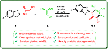 Graphical abstract: l-Proline catalyzed one-pot synthesis of polysubstituted pyridine system incorporating benzothiazole moiety via sustainable sonochemical approach