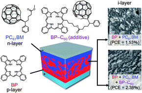Graphical abstract: Improvement in interlayer structure of p–i–n-type organic solar cells with the use of fullerene-linked tetrabenzoporphyrin as additive