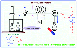 Graphical abstract: Micro-flow nanocatalysis: synergic effect of TfOH@SPIONs and micro-flow technology as an efficient and robust catalytic system for the synthesis of plasticizers