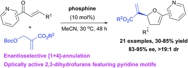 Graphical abstract: Phosphine-mediated enantioselective [1 + 4]-annulation of Morita–Baylis–Hillman carbonates with 2-enoylpyridines