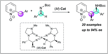 Graphical abstract: Enantioselective direct Mannich-type reactions of 2-benzylpyridine N-oxides catalyzed by chiral bis(guanidino)iminophosphorane organosuperbase