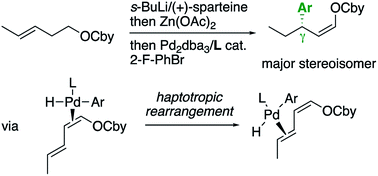 Graphical abstract: Pd-catalyzed γ-arylation of γ,δ-unsaturated O-carbamates via an unusual haptotropic rearrangement