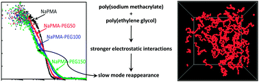 Graphical abstract: Reappearance of slow mode in mixtures of polyethylene glycol and poly(sodium methacrylate)