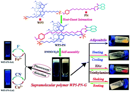 Graphical abstract: Multi-stimuli-responsive supramolecular gel constructed by pillar[5]arene-based pseudorotaxanes for efficient detection and separation of multi-analytes in aqueous solution