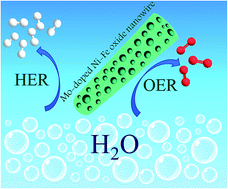 Graphical abstract: Hierarchically porous Mo-doped Ni–Fe oxide nanowires efficiently catalyzing oxygen/hydrogen evolution reactions