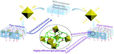 Graphical abstract: Interface manipulation of CO2–philic composite membranes containing designed UiO-66 derivatives towards highly efficient CO2 capture