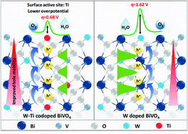 Graphical abstract: Simultaneous enhancement in charge separation and onset potential for water oxidation in a BiVO4 photoanode by W–Ti codoping