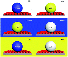 Graphical abstract: An all superantiwetting surface in water–oil–air systems