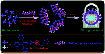 Graphical abstract: Smartly designed AIE triazoliums as unique targeting fluorescence tags for sulfonic biomacromolecule recognition via ‘electrostatic locking’
