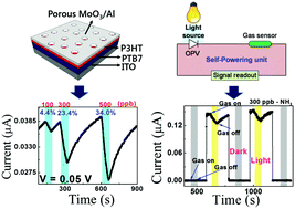 Graphical abstract: A 0.05 V driven ammonia gas sensor based on an organic diode with a top porous layered electrode and an air-stable sensing film
